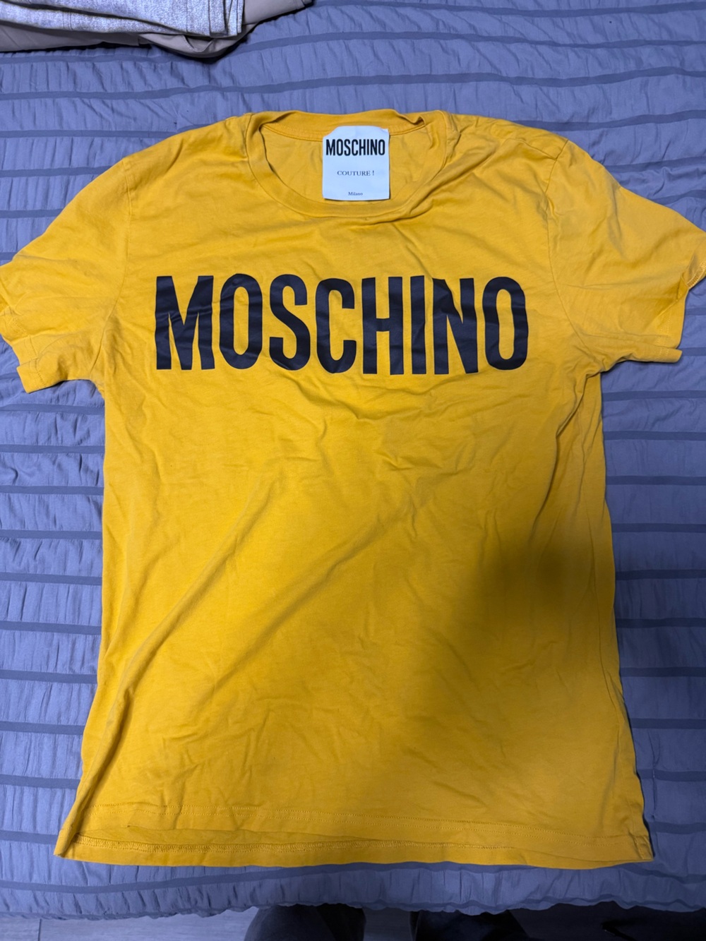 Moschino Kids Yellow T-Shirt with Large Black Logo size L